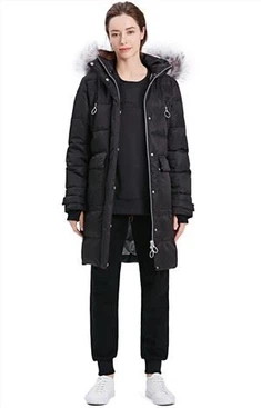 skijakke med pels hette